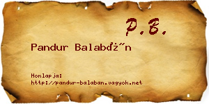 Pandur Balabán névjegykártya